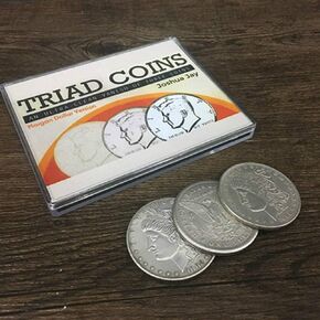 Triad Coins (Morgan Gimmick) Magic Tricks Produce Vanish Change Three Coin Magic Close Up Illusions Gimmick Props Mentalism Fun
