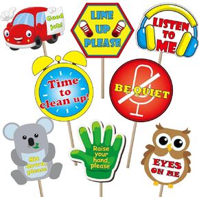 8 Pieces Manage Your Class Signs Management Signs for Nursery Homeschool Playroom Teacher Class Classroom Rules Banner Educational Posters for Preschool Toddler Kid Kindergarten Classroom Decoration