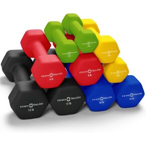Neoprene Workout Dumbbells - Non Slip, Anti Roll Exercise & Fitness Dumbbells Combo - Hex Shaped Hand weights for Men & Women - Ideal for Home and Gyms training