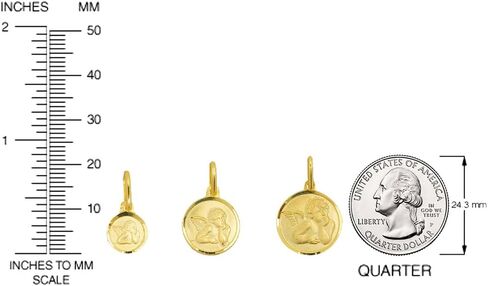 Solid 14k Yellow Gold Round Guardian Angel Medal Charm Pendant - 3 Sizes in Saudi Arabia