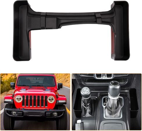 وحدة تخزين ناقل الحركة KIWI MASTER لـ 2018-2024 Jeep Wrangler JL Gladiator JT Gear Shift صينية صندوق تخزين، JL JT أجزاء الملحقات الداخلية، أسود in Saudi Arabia