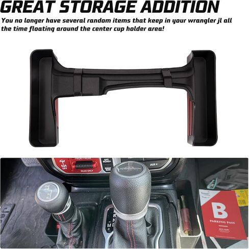 وحدة تخزين ناقل الحركة KIWI MASTER لـ 2018-2024 Jeep Wrangler JL Gladiator JT Gear Shift صينية صندوق تخزين، JL JT أجزاء الملحقات الداخلية، أسود in Saudi Arabia