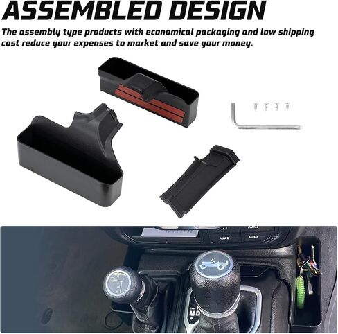 وحدة تخزين ناقل الحركة KIWI MASTER لـ 2018-2024 Jeep Wrangler JL Gladiator JT Gear Shift صينية صندوق تخزين، JL JT أجزاء الملحقات الداخلية، أسود in Saudi Arabia