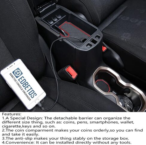 صينية تنظيم وحدة التحكم المركزية EDBETOS متوافقة مع ملحقات Jeep Renegade 2015-2019 2020 2021 2022 صندوق قفازات مسند الذراع للتخزين الثانوي (الخط الأحمر) in Kuwait