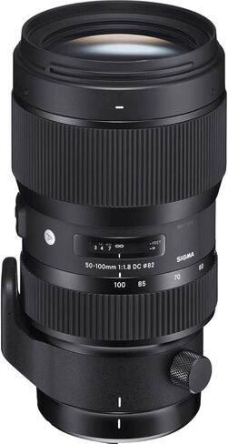 عدسة Adorama Sigma مقاس 50-100 مم f/1.8 DC HSM Art لكاميرا Canon EF، حزمة مع مجموعة مرشح ProOptic 82 مم، ظل عدسة مرن، غلاف العدسة، مجموعة التنظيف، حبل الغطاء in Kuwait