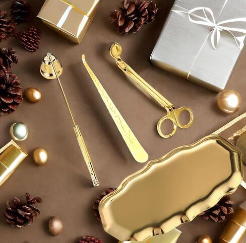 مجموعة إكسسوارات الشموع 5 في 1، تتضمن قطاعة تشذيب فتائل الشموع، ومطفأة الشموع، وغطاس الفتيل، ولوحة صينية تخزين، ولاعة كهربائية للشموع، رائعة لمحبي الشموع المعطرة in Kuwait