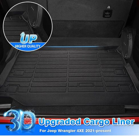 Cartist Cargo Liner يناسب Jeep Wrangler 4XE 2021 2022 2023 2024 (ليس لنماذج بابين وJL غير المحدودة) سجادة صندوق السيارة لجميع الأحوال الجوية لملحقات Wrangler 4XE TPE شديدة التحمل in Saudi Arabia