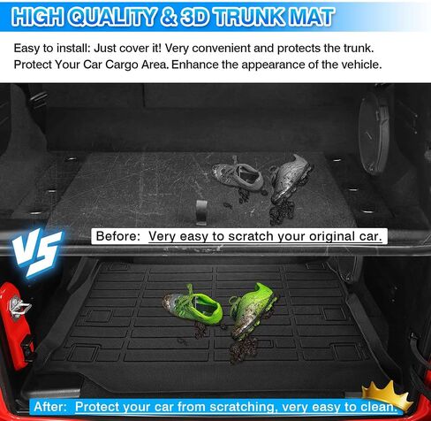 Cartist Cargo Liner يناسب Jeep Wrangler 4XE 2021 2022 2023 2024 (ليس لنماذج بابين وJL غير المحدودة) سجادة صندوق السيارة لجميع الأحوال الجوية لملحقات Wrangler 4XE TPE شديدة التحمل in Saudi Arabia