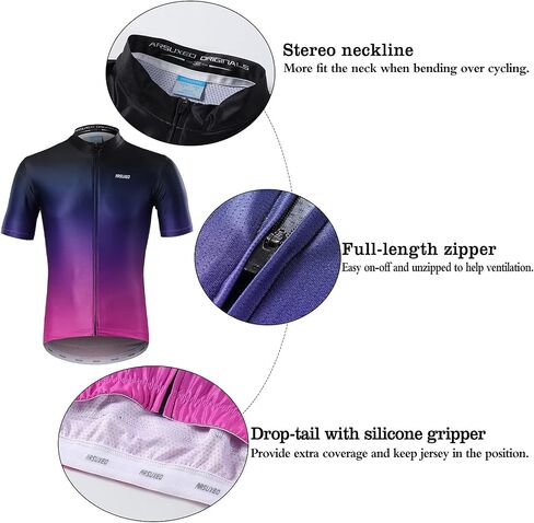 ARSUXEO Cycling Jersey Mens Short Sleeves Mountain Bike Shirt Biking Clothing with 3+1 Zipper Pocket in Saudi Arabia
