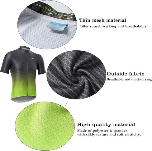 قميص ARSUXEO لركوب الدراجات للرجال بأكمام قصيرة لركوب الدراجات الجبلية مع جيب بسحاب 3+1 in Kuwait