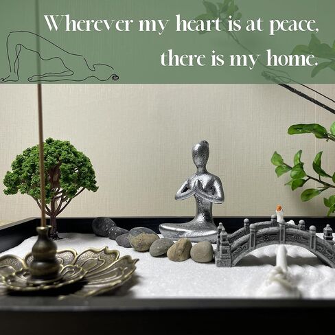 مجموعة أدوات حديقة زن الصغيرة للمكتب والطاولة المنزلية، أداة التأمل، هدية للزوجة والأم والصديقة والجدة - تشمل شجرة صناعية، بوذا، باغودا، مكانة المصباح... (حديقة زن-1) in Kuwait