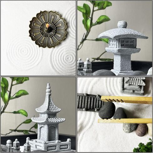 مجموعة أدوات حديقة زن الصغيرة للمكتب والطاولة المنزلية، أداة التأمل، هدية للزوجة والأم والصديقة والجدة - تشمل شجرة صناعية، بوذا، باغودا، مكانة المصباح... (حديقة زن-1) in Kuwait