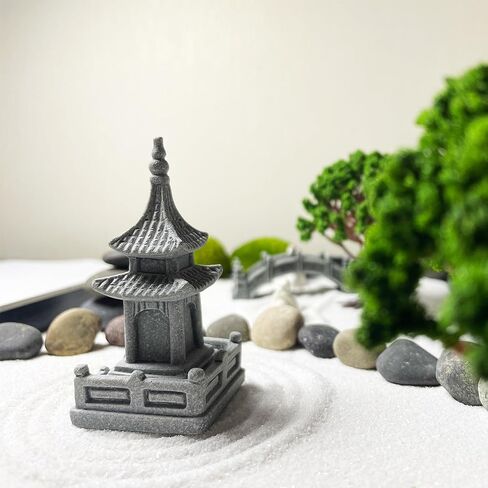 مجموعة أدوات حديقة زن الصغيرة للمكتب والطاولة المنزلية، أداة التأمل، هدية للزوجة والأم والصديقة والجدة - تشمل شجرة صناعية، بوذا، باغودا، مكانة المصباح... (حديقة زن-1) in Kuwait