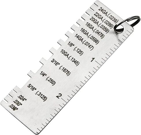 مقياس سمك الصفائح المعدنية للأسلاك، أداة فحص الحجم المطلي بمقياس اللحام من الفولاذ المقاوم للصدأ، مقياس سمك قياس أحجام الأسلاك مع سلسلة مفاتيح قابلة للحمل in Kuwait