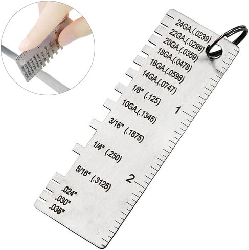 مقياس سمك الصفائح المعدنية للأسلاك، أداة فحص الحجم المطلي بمقياس اللحام من الفولاذ المقاوم للصدأ، مقياس سمك قياس أحجام الأسلاك مع سلسلة مفاتيح قابلة للحمل in Kuwait