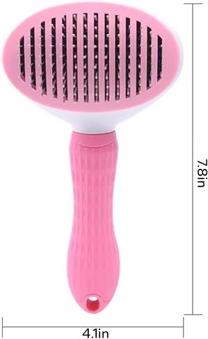 Self-Cleaning Slicker Brush for Dogs and Cats, Hair Cleaner Brush, Shedding and Dematting Grooming Comb, Pet Grooming Brush-Pink in Saudi Arabia