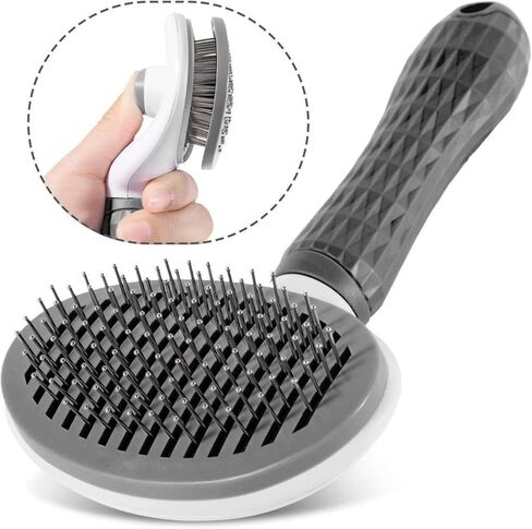 Self-Cleaning Slicker Brush for Dogs and Cats, Hair Cleaner Brush, Shedding and Dematting Grooming Comb, Pet Grooming Brush-Pink in Saudi Arabia