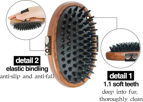 HOP Dog Grooming Brush Pet Shampoo Bath Soothing Massage Rubber Bristles Curry Comb for Doggy Long & Short Hair Dog Scrubber Professional Dog Wash Brush Home of Paws in Kuwait