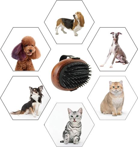 HOP Dog Grooming Brush Pet Shampoo Bath Soothing Massage Rubber Bristles Curry Comb for Doggy Long & Short Hair Dog Scrubber Professional Dog Wash Brush Home of Paws in Kuwait