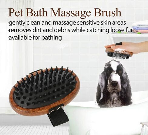 HOP Dog Grooming Brush Pet Shampoo Bath Soothing Massage Rubber Bristles Curry Comb for Doggy Long & Short Hair Dog Scrubber Professional Dog Wash Brush Home of Paws in Kuwait