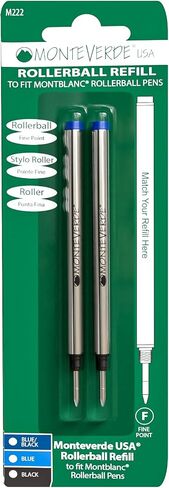 إعادة تعبئة كرة دوارة Monteverde USA لتناسب أقلام Montblanc Rollerball - نقطة دقيقة، أزرق (عبوتان) (M222BU) in Saudi Arabia
