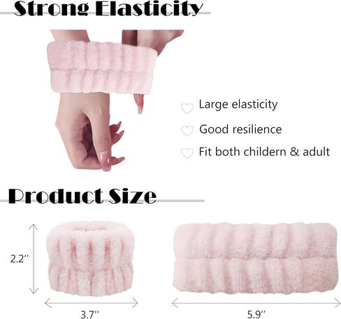 4 Pairs Wrist Bands for Washing Face, Microfiber Wristbands for Women Skin Care Preventing Water from Spilling Down Arm, Multicolor (Beige, Mica, Pea red, Pink) in Saudi Arabia