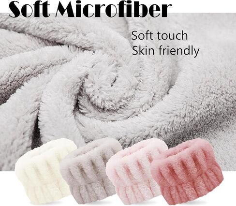 4 Pairs Wrist Bands for Washing Face, Microfiber Wristbands for Women Skin Care Preventing Water from Spilling Down Arm, Multicolor (Beige, Mica, Pea red, Pink) in Saudi Arabia