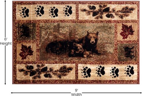 Masada Masada Rugs Kodiak Collection 2'x11' سجادة منطقة الكابينة/النزل مع مشهد الدب والشبل in Saudi Arabia