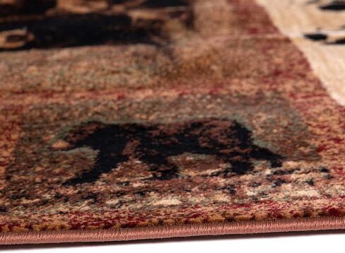 Masada Masada Rugs Kodiak Collection 2'x11' سجادة منطقة الكابينة/النزل مع مشهد الدب والشبل in Saudi Arabia