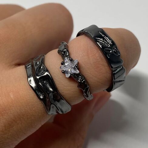 Handmade 925 Sterling Silver Ring Adjustable Stacking Ring Vintage Statement Ring Personalized Jewelry for Women & Men (Star 1) in Saudi Arabia