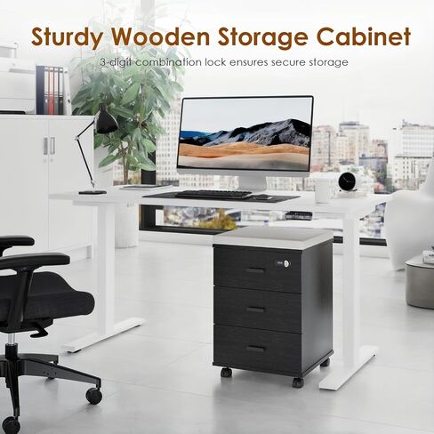 Soohow 3 Drawers Vertical Filing Cabinet,Under Desk Mobile File Cabinet with Lock in Saudi Arabia