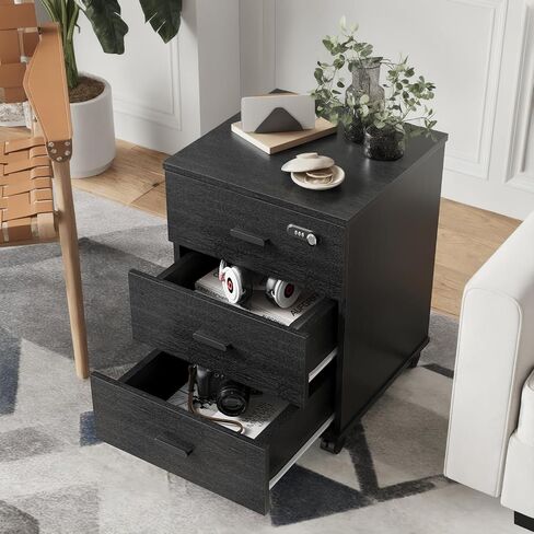 Soohow 3 Drawers Vertical Filing Cabinet,Under Desk Mobile File Cabinet with Lock in Saudi Arabia