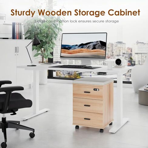 Soohow 3 Drawers Vertical Filing Cabinet,Under Desk Mobile File Cabinet with Lock in Kuwait