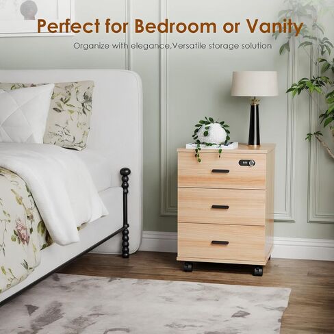 Soohow 3 Drawers Vertical Filing Cabinet,Under Desk Mobile File Cabinet with Lock in Kuwait