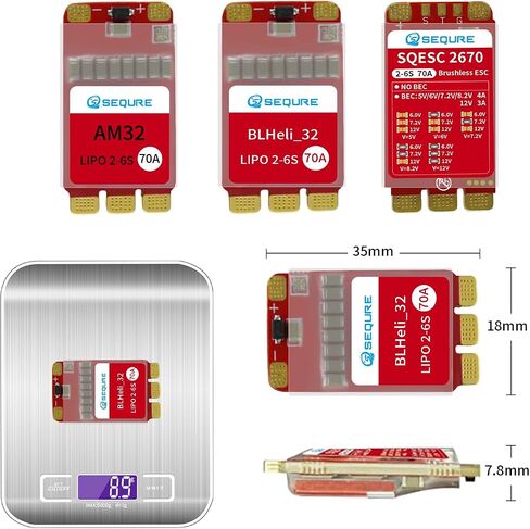 وحدة التحكم في السرعة الإلكترونية بدون فرشاة SQ 2670 (ESC) 2-6S Lipo Powered 70A البرامج الثابتة BLHeli_32 للطائرات بدون طيار متعددة المحاور والقوارب النموذجية. (NO BEC) in Saudi Arabia