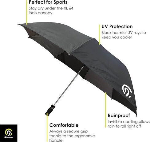 مظلة عصا الجولف C9 Champion Auto Open مقاومة للمطر XL مع حماية من الأشعة فوق البنفسجية، أسود، مقاس واحد in Kuwait