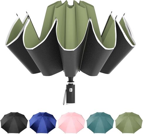 مظلة مقلوبة، مظلة مدمجة مقاومة للرياح للمطر والشمس، مظلة عكسية مع شريط عاكس، مظلة قابلة للطي للحماية من الأشعة فوق البنفسجية أثناء السفر مع حقيبة غطاء تفتح تلقائيًا وإغلاق in Kuwait