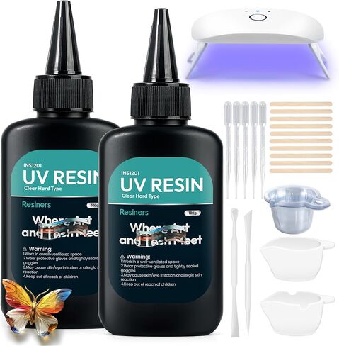 مجموعة راتنجات الأشعة فوق البنفسجية، ترقية 600 جرام من الراتنج الشفاف للأشعة فوق البنفسجية، راتنجات إيبوكسي الأشعة فوق البنفسجية الصلبة ذات رائحة منخفضة، ضوء الأشعة فوق البنفسجية علاج سريع لأشعة الشمس الشمسية غراء منشط لصنع المجوهرات، تزيين الحرف اليدوية in Kuwait