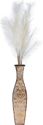 Elements Harlequin Embossed Metal Vase-Table Centerpiece Home Décor for Dried Flower and Artificial Floral Arrangements, Living Room Décor, Bedroom Décor, Decorative Vase, 17-Inch Multicolor in Saudi Arabia