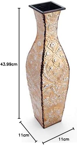Elements Harlequin Embossed Metal Vase-Table Centerpiece Home Décor for Dried Flower and Artificial Floral Arrangements, Living Room Décor, Bedroom Décor, Decorative Vase, 17-Inch Multicolor in Saudi Arabia