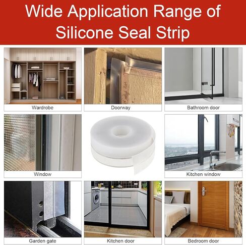 16.4Ft Weather Stripping Silicone Door Seal Strip, 25mm Adhesive Door Draft Stopper Shower Bottom Sealing Strips for Glass Window in Saudi Arabia