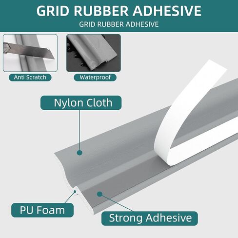 شريط ختم الباب لتجريد الطقس للنافذة لأسفل وجانب الباب، شريط ختم رغوي لسدادة النافذة ذاتية اللصق، مجموعة عزل النوافذ العازلة للصوت لحاجب فجوة الشتاء (33 قدمًا، رمادي) in Kuwait