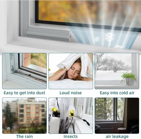 شريط ختم الباب لتجريد الطقس للنافذة لأسفل وجانب الباب، شريط ختم رغوي لسدادة النافذة ذاتية اللصق، مجموعة عزل النوافذ العازلة للصوت لحاجب فجوة الشتاء (33 قدمًا، رمادي) in Kuwait