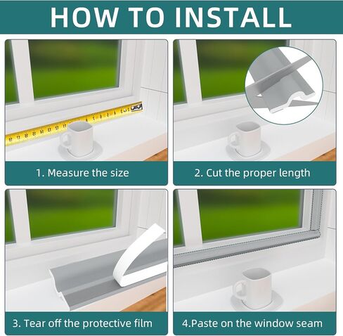 شريط ختم الباب لتجريد الطقس للنافذة لأسفل وجانب الباب، شريط ختم رغوي لسدادة النافذة ذاتية اللصق، مجموعة عزل النوافذ العازلة للصوت لحاجب فجوة الشتاء (33 قدمًا، رمادي) in Kuwait