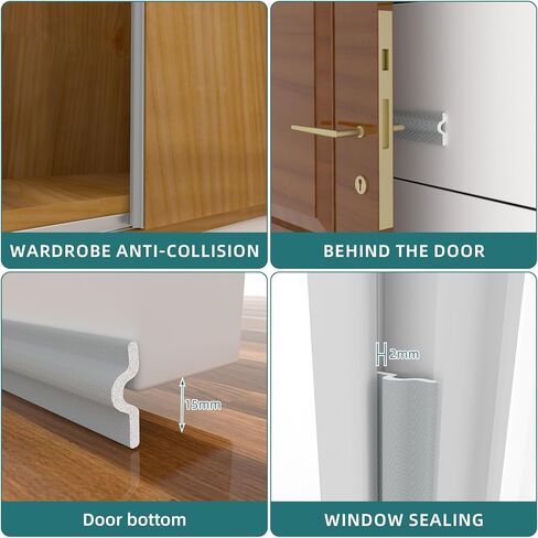 شريط ختم الباب لتجريد الطقس للنافذة لأسفل وجانب الباب، شريط ختم رغوي لسدادة النافذة ذاتية اللصق، مجموعة عزل النوافذ العازلة للصوت لحاجب فجوة الشتاء (33 قدمًا، رمادي) in Kuwait