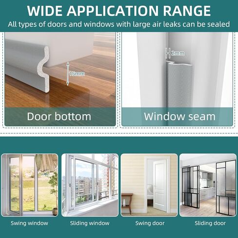 شريط ختم الباب لتجريد الطقس للنافذة لأسفل وجانب الباب، شريط ختم رغوي لسدادة النافذة ذاتية اللصق، مجموعة عزل النوافذ العازلة للصوت لحاجب فجوة الشتاء (33 قدمًا، رمادي) in Kuwait