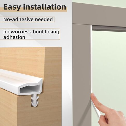 شريط عازل للباب بطول 40 قدم، سدادات أبواب عازلة للصوت لإطار الباب، شريط مطاطي لعزل الطقس للأبواب/النوافذ، تركيب فتحة البطاقة يغلق فجوة كبيرة، أبيض in Kuwait