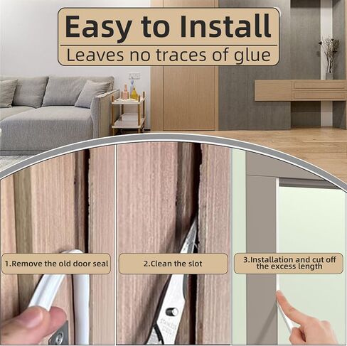 شريط عازل للباب بطول 40 قدم، سدادات أبواب عازلة للصوت لإطار الباب، شريط مطاطي لعزل الطقس للأبواب/النوافذ، تركيب فتحة البطاقة يغلق فجوة كبيرة، أبيض in Kuwait