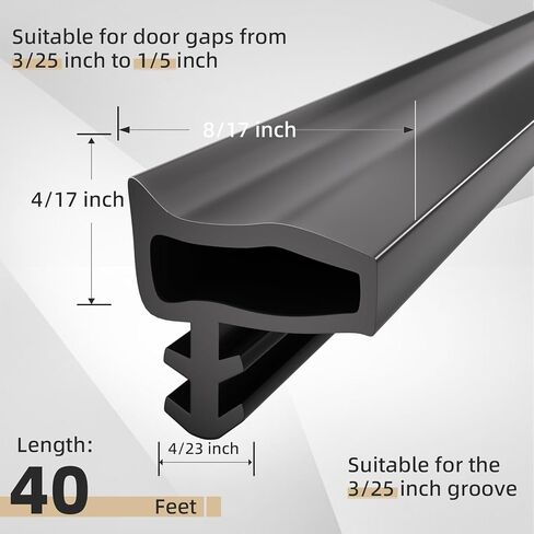 شريط عازل للباب بطول 40 قدم، سدادات أبواب عازلة للصوت لإطار الباب، شريط مطاطي لعزل الطقس للأبواب/النوافذ، تركيب فتحة البطاقة يغلق فجوة كبيرة، أبيض in Kuwait