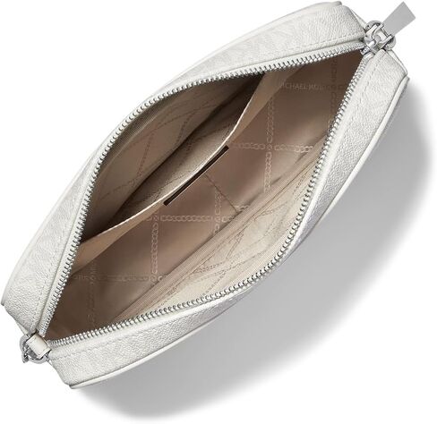 Michael Kors Jet Set Large East West Crossbody, Optic White/Aluminum in Saudi Arabia